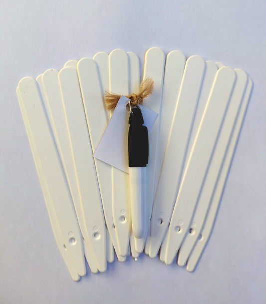 20 x White Plant Labels with Permanent Marker