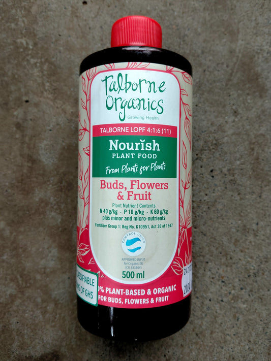 Talborne Nourish Liquid Fertilizer 4:1:6 (11) – Buds, Flowers & Fruit 500ml