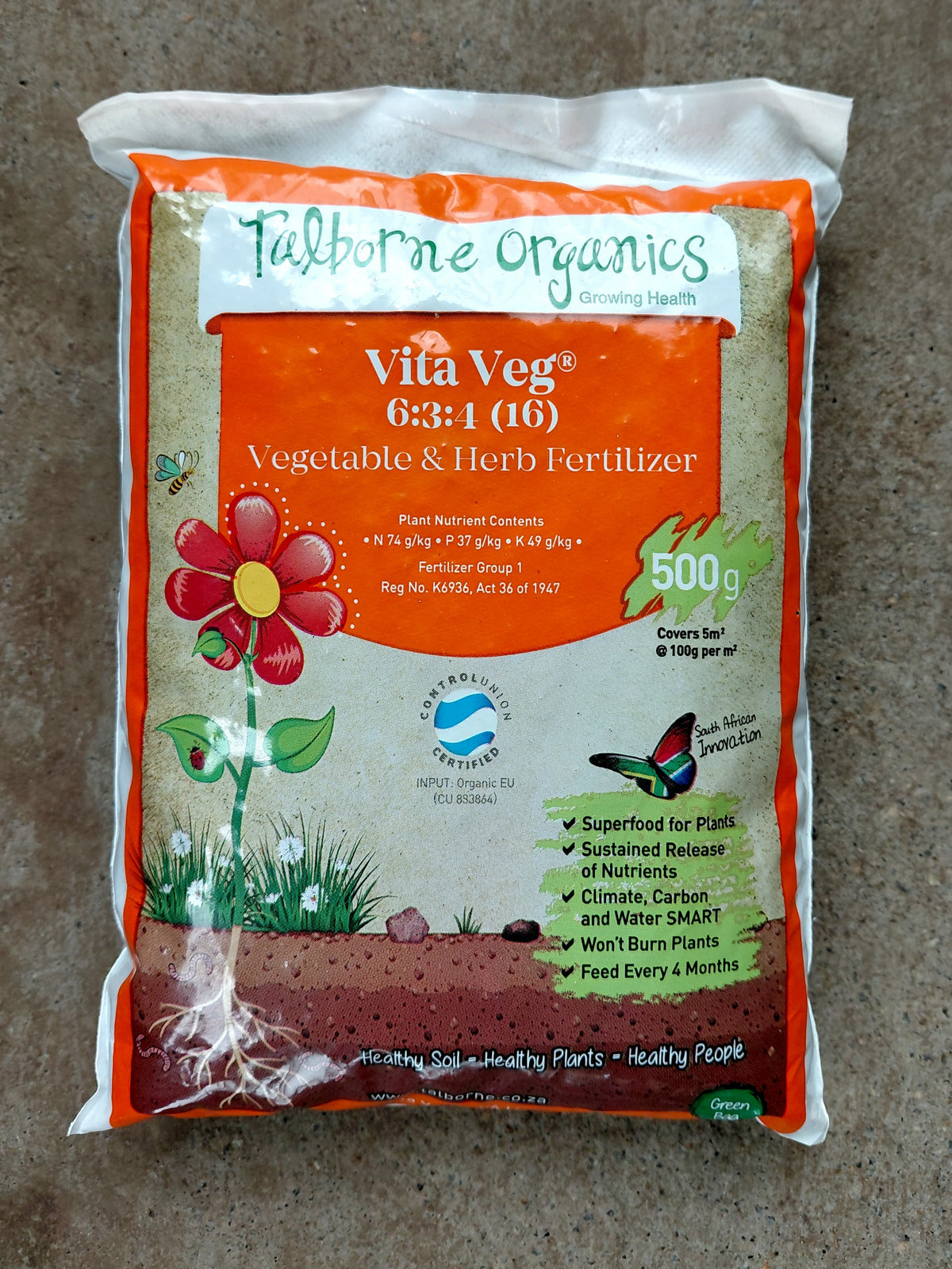 Talborne Organics Vita Veg 6:3:4 (16) – Vegetable & Herb Fertilizer 500g