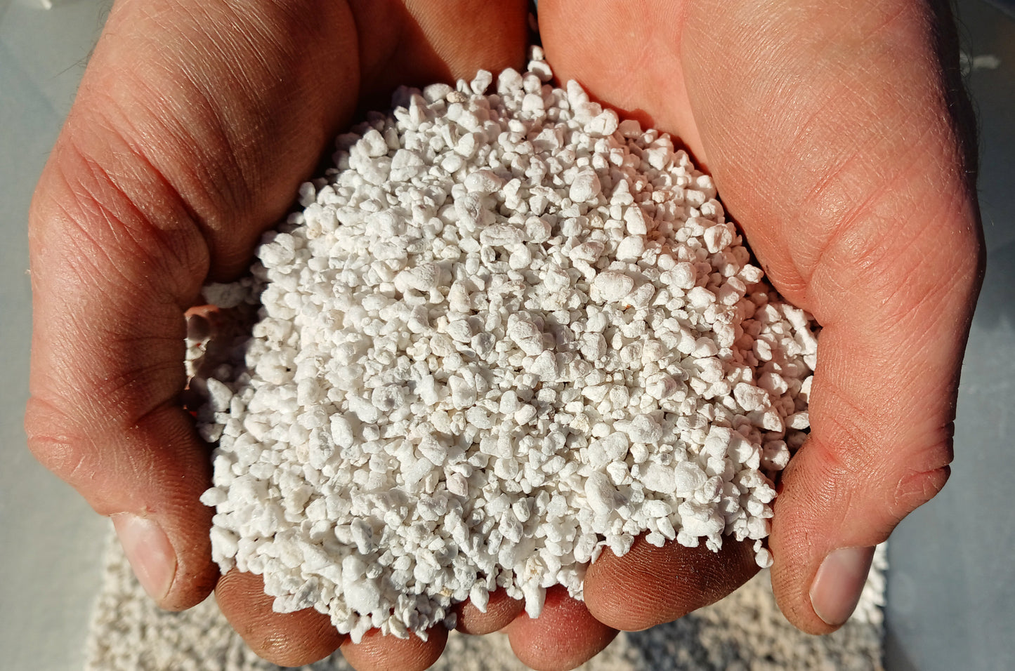 Perlite used to improve soil drainage and aeration for plants